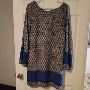 Chic Long Sleeve Patterned Dress